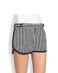 Diane von Furstenberg Tiffany Striped Silk Shorts Admiral Navy