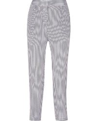 Equipment Soren Striped Washed Silk Tapered Pants White