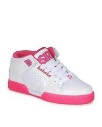 White and Pink Athletic Shoes