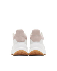 Alexander McQueen White And Pink Oversized Runner Sneakers