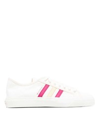 White and Pink Canvas Low Top Sneakers