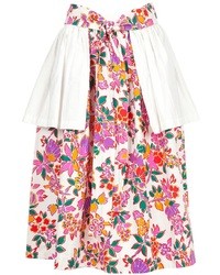 White and Pink Floral Full Skirt
