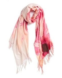 White and Pink Floral Scarf