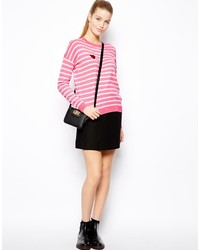 Asos Petite Sweater In Stripe With Heart Patch