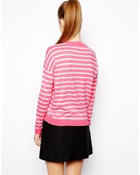 Asos Petite Sweater In Stripe With Heart Patch