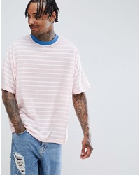 ASOS DESIGN Oversized Stripe T Shirt In Pink