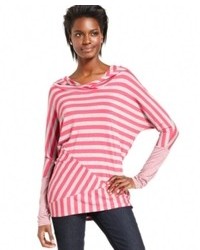 White and Pink Horizontal Striped Long Sleeve T-shirt
