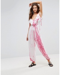 Anmol Printed Beach Jumpsuit With Side Split White
