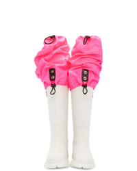 Prada White And Pink Covered Tall Boots