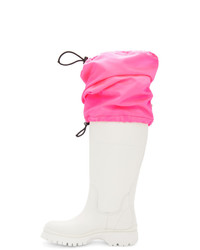 Prada White And Pink Covered Tall Boots