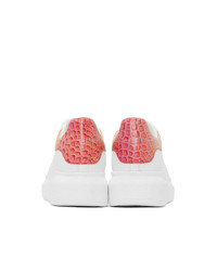 Alexander McQueen White And Pink Croc Oversized Sneakers