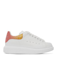 Alexander McQueen White And Pink Croc Oversized Sneakers