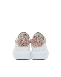 Alexander McQueen White And Pink Crystal Oversized Sneakers