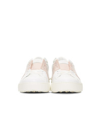 Valentino White And Pink Garavani Open Sneakers