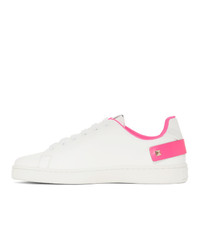 Valentino White And Pink Garavani Vlogo Backnet Sneakers