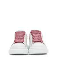 Alexander McQueen White And Pink Glitter Oversized Sneakers