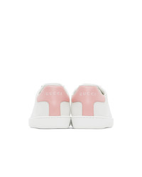 Gucci White And Pink Interlocking G New Ace Sneakers