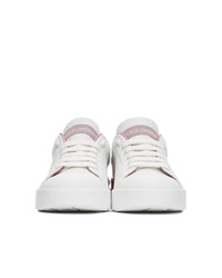 Dolce And Gabbana White And Pink Portofino Sneakers