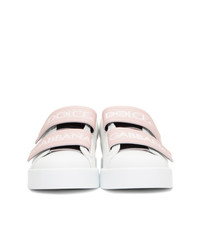 Dolce And Gabbana White And Pink Sneakers