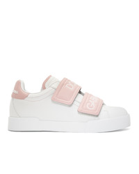Dolce And Gabbana White And Pink Sneakers