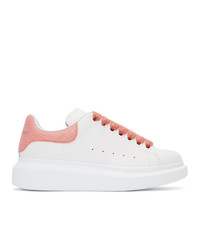 Alexander McQueen White And Pink Sparkle Oversized Sneakers