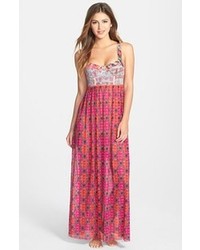 White and Pink Maxi Dress