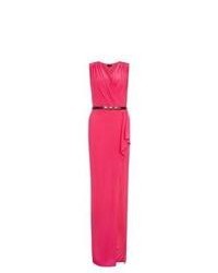 Exclusives New Look Pink Side Frill Split Belted Maxi Dress