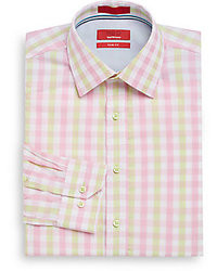 White and Pink Plaid Dress Shirt