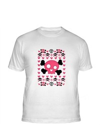 Artsmith Inc Fitted T Shirt Pink Hearts And Skulls