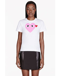 Comme des Garcons Comme Des Garons Play White Pink Heart Emblem T Shirt