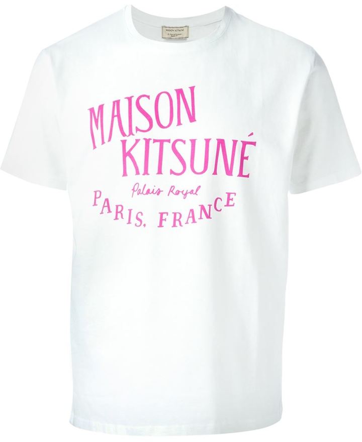 Kitsune Maison Kitsun Logo Print T Shirt, $60 | farfetch.com | Lookastic