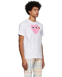 Comme Des Garcons Play White Pink Big Heart T Shirt