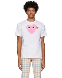 Comme Des Garcons Play White Pink Big Heart T Shirt