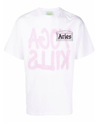 Aries Yoga Kills Slogan Print T Shirt
