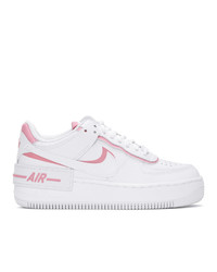Nike White And Pink Air Force 1 Shadow Sneakers