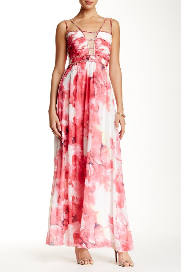 Little Mistress Floral Embellished Strap Maxi Dress, $130 | HauteLook ...