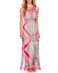 Studio 1 Scroll Placed Print Chiffon Maxi Dress With Necklace
