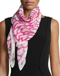 White and Pink Print Scarf