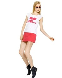 Courreges Printed Cotton Jersey Sleeveless T Shirt