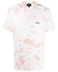 White and Pink Tie-Dye Crew-neck T-shirt