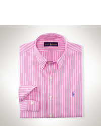 White and Pink Vertical Striped Long Sleeve Shirt
