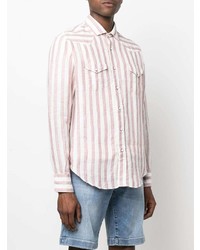 Eleventy Striped Long Sleeve Linen Shirt