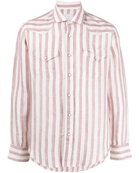 Eleventy Striped Long Sleeve Linen Shirt