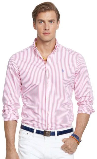 ralph lauren pink and white striped shirt