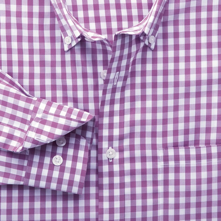 15/35in NEW Charles Tyrwhitt Charles Tyrwhitt Lilac Textured Gingham Mens Classic Fit shirt 