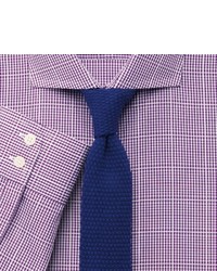 Charles Tyrwhitt Purple Textured Gingham Check Non Iron Extra Slim Fit Shirt