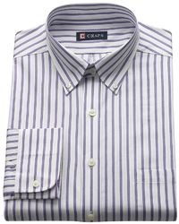 Chaps Classic Fit Striped Twill Wrinkle Free Button Down Collar Dress Shirt