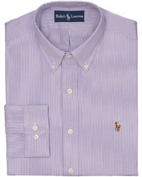 Polo Ralph Lauren Fitted Striped Pinpoint Oxford Button Down Dress Shirt