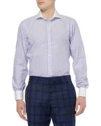 Turnbull & Asser Purple Slim Fit Contrast Collar Cotton Shirt