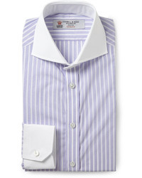 Turnbull & Asser Purple Slim Fit Contrast Collar Cotton Shirt